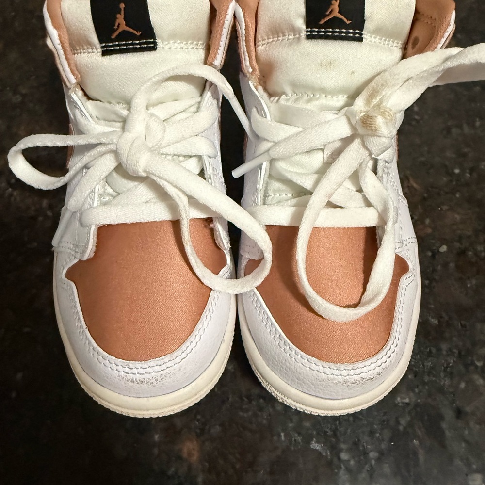 Jordan Kids High-Top Sneakers - White and Rose Gold